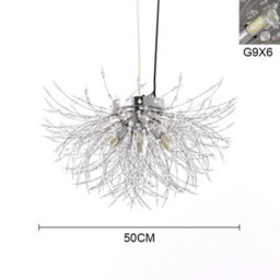 Living And Home Modern Chrome 6 Lights Sputnik Dandelion Crystal Flush Mount Ceiling Lights Chandelier Lamp 50Cm - thumbnail 6