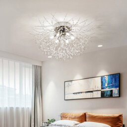 Living And Home Modern Chrome 6 Lights Sputnik Dandelion Crystal Flush Mount Ceiling Lights Chandelier Lamp 50Cm - thumbnail 3