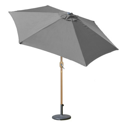 Gardenkraft 2M Outdoor Wooden Effect Parasol - Dark Grey - image 1