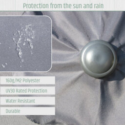 Gardenkraft 2M Outdoor Wooden Effect Parasol - Dark Grey - thumbnail 6