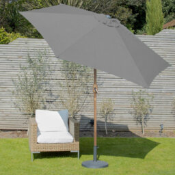 Gardenkraft 2M Outdoor Wooden Effect Parasol - Dark Grey - thumbnail 2