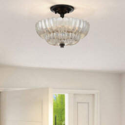 Luminosa Lighting Elstead Quoizel Whitecap Ceiling Light Traditional Tinted Amber Glass, Mottled Cocoa Brown 3X E14 - thumbnail 2