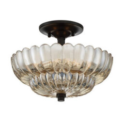 Luminosa Lighting Elstead Quoizel Whitecap Ceiling Light Traditional Tinted Amber Glass, Mottled Cocoa Brown 3X E14