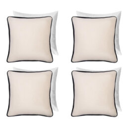 OHS 4 Pack Matte Velvet Piped Filled Cushion Covers, Cream - 45 X 45Cm - thumbnail 1