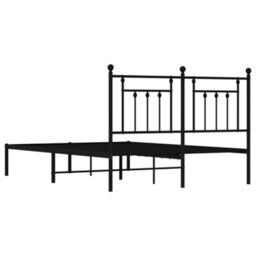 Berkfield Metal Bed Frame With Headboard Black 140X200 Cm - thumbnail 8