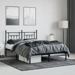Berkfield Metal Bed Frame With Headboard Black 140X200 Cm - thumbnail 3