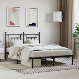 Berkfield Metal Bed Frame With Headboard Black 140X200 Cm - thumbnail 1