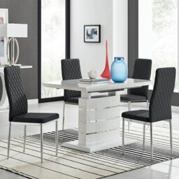 Furniturebox Uk Renato 120Cm High Gloss Extending Dining Table And 4 Black Milan Chairs - thumbnail 1