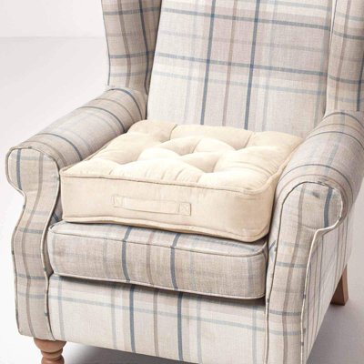Homescapes Cream Faux Suede Armchair Booster Cushion - image 1