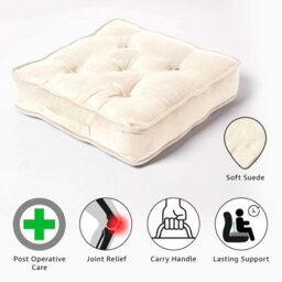 Homescapes Cream Faux Suede Armchair Booster Cushion - thumbnail 3