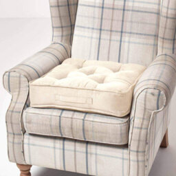 Homescapes Cream Faux Suede Armchair Booster Cushion - thumbnail 1