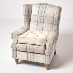 Homescapes Cream Faux Suede Armchair Booster Cushion - thumbnail 7
