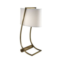 Elegant Table Lamp With Usb Port In White Cotton Shade And Bali Brass Finish - thumbnail 1