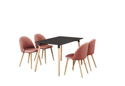 Life Interiors Lucia Halo Dining Set With Black Table And 4 Pink Chairs - image 1