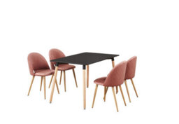 Life Interiors Lucia Halo Dining Set With Black Table And 4 Pink Chairs - thumbnail 1