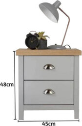 Spot On Dealz Bedside Cabinet Light Grey Chest Of 2 Drawers With Wooden Top Small Table For Bedroom Modern Slim Side Storage - thumbnail 3