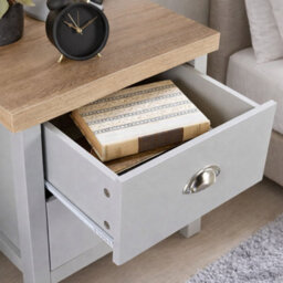 Spot On Dealz Bedside Cabinet Light Grey Chest Of 2 Drawers With Wooden Top Small Table For Bedroom Modern Slim Side Storage - thumbnail 6