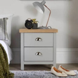 Spot On Dealz Bedside Cabinet Light Grey Chest Of 2 Drawers With Wooden Top Small Table For Bedroom Modern Slim Side Storage - thumbnail 1