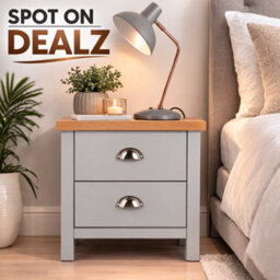 Spot On Dealz Bedside Cabinet Light Grey Chest Of 2 Drawers With Wooden Top Small Table For Bedroom Modern Slim Side Storage - thumbnail 5