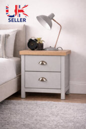 Spot On Dealz Bedside Cabinet Light Grey Chest Of 2 Drawers With Wooden Top Small Table For Bedroom Modern Slim Side Storage - thumbnail 4