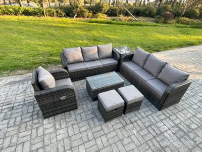 Fimous 9 Seater Rattan Outdoor Garden Furniture Sofa Set Patio Table & Chairs Set - image 1