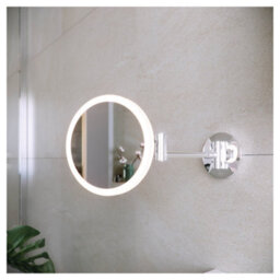 RAK Ceramics Rak Demeter Plus 200mm Round Chrome Magnetic Switch Illuminated Magnifying Bathroom Mirror Ip44