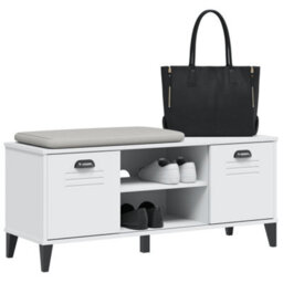 Berkfield Shoe Bench Viken White 106X35X45 Cm Engineered Wood - thumbnail 4