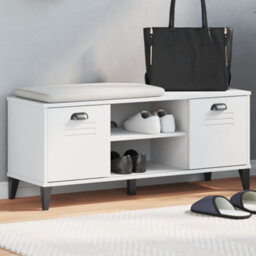 Berkfield Shoe Bench Viken White 106X35X45 Cm Engineered Wood - thumbnail 1