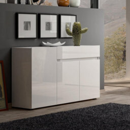 FurniComp LTD Furnicomp Vida 3 Door 1 Drawer 135Cm White Gloss Sideboard