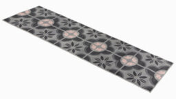 Bravich Hard Wearing Hessian Backed Stair Runner Kitchen Mat - Texas Pink & Grey Floral Tiles - 60X360Cm (2'x12') - thumbnail 5