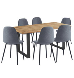 Hallowood Furniture Cullompton Large Dining Table (1.6M) With 6 Dark Grey Fabric Chairs - thumbnail 8