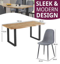 Hallowood Furniture Cullompton Large Dining Table (1.6M) With 6 Dark Grey Fabric Chairs - thumbnail 3