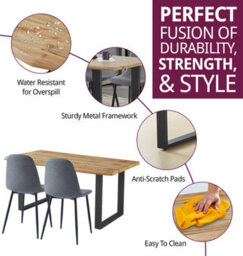 Hallowood Furniture Cullompton Large Dining Table (1.6M) With 6 Dark Grey Fabric Chairs - thumbnail 2