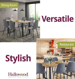 Hallowood Furniture Cullompton Large Dining Table (1.6M) With 6 Dark Grey Fabric Chairs - thumbnail 6