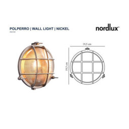 Nordlux Polperro Outdoor Patio Terrace Garden Wall Light In Nickel (Height) 9.3Cm - thumbnail 8