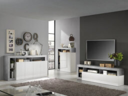 FurniComp LTD Furnicomp Lorenzo 184Cm White Gloss And Concrete Grey Tv Stand - thumbnail 3