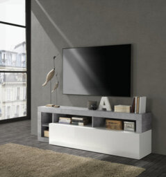 FurniComp LTD Furnicomp Lorenzo 184Cm White Gloss And Concrete Grey Tv Stand - thumbnail 1
