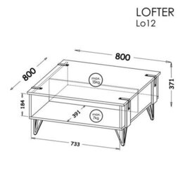 Arte Stylish Urban Coffee Table: Lofter, Oak Wotan & Concrete, H371mm W800mm D800mm - thumbnail 2