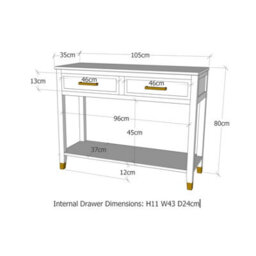Cabinet Bits Palazzi 2 Drawer Console Table Grey - thumbnail 9