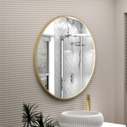 Royal Bathrooms Luxor 600 X 600mm Brushed Brass Round Framed Mirror Within Frame Led, Touch Sensor & Demister Pad - thumbnail 4