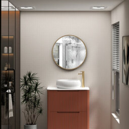 Royal Bathrooms Luxor 600 X 600mm Brushed Brass Round Framed Mirror Within Frame Led, Touch Sensor & Demister Pad - thumbnail 7