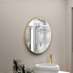 Royal Bathrooms Luxor 600 X 600mm Brushed Brass Round Framed Mirror Within Frame Led, Touch Sensor & Demister Pad - thumbnail 6