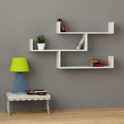 Decortie Tibet White Modern Bookcase Display Unit 119Cm Chipboard Wall-Mounted 3-Tier Shelf - thumbnail 1