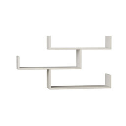 Decortie Tibet White Modern Bookcase Display Unit 119Cm Chipboard Wall-Mounted 3-Tier Shelf - thumbnail 2