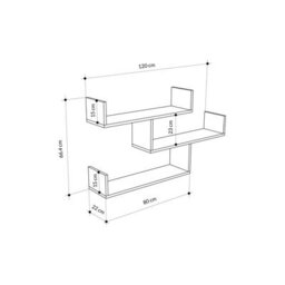 Decortie Tibet White Modern Bookcase Display Unit 119Cm Chipboard Wall-Mounted 3-Tier Shelf - thumbnail 3