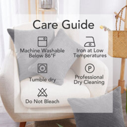 Deconovo Set Of 2 Corduroy Cushion Covers 65Cm X 65Cm, 26X26 Inches Grid Throw Pillow Cases,for Seats(Light Grey, 2 Pieces) - thumbnail 5