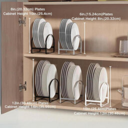 Premium Metal Plate Organisers Set Of 4 Heavy Duty Kitchen Dish Racks Upright Storage For Plates Trays And Lids Black - thumbnail 5