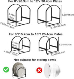 Premium Metal Plate Organisers Set Of 4 Heavy Duty Kitchen Dish Racks Upright Storage For Plates Trays And Lids Black - thumbnail 4