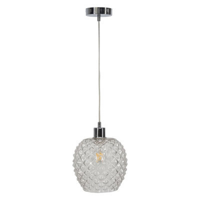 First Choice Lighting Baine - Clear Textured Glass With Chrome Pendant Fitting - image 1