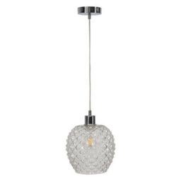 First Choice Lighting Baine - Clear Textured Glass With Chrome Pendant Fitting - thumbnail 1